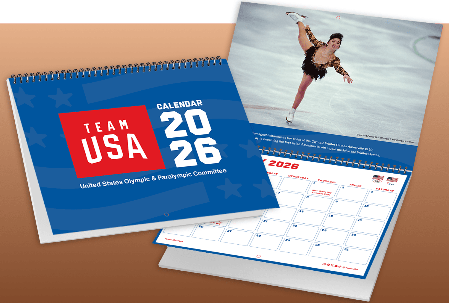 Calendar showing an image of a Team USA athlete.