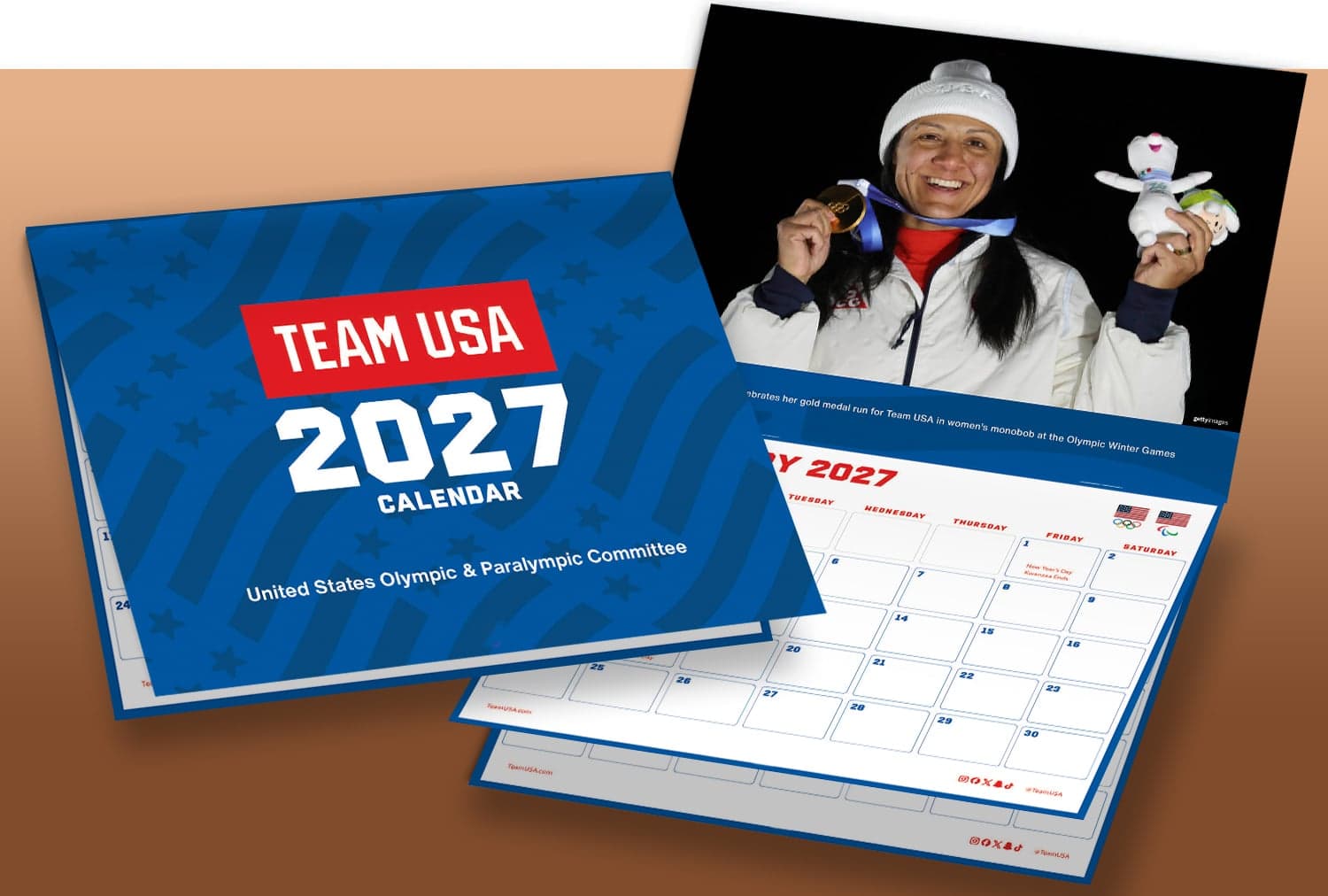 Calendar showing an image of a Team USA athlete.